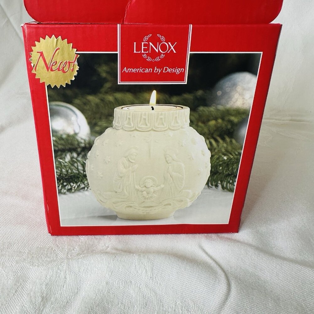 Lenox Ornamental Glow Nativity Votive Holder Bisque Cream Tea Light Candle Box - Picture 9 of 10